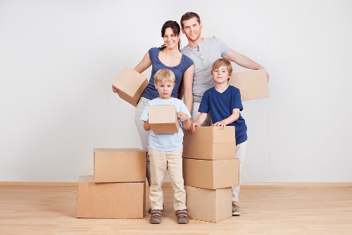 Packed boxes and furniture ready for transport during a Barnet move